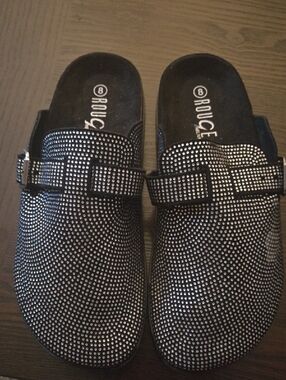 Rouge! Black Rhinestone Mules Clogs